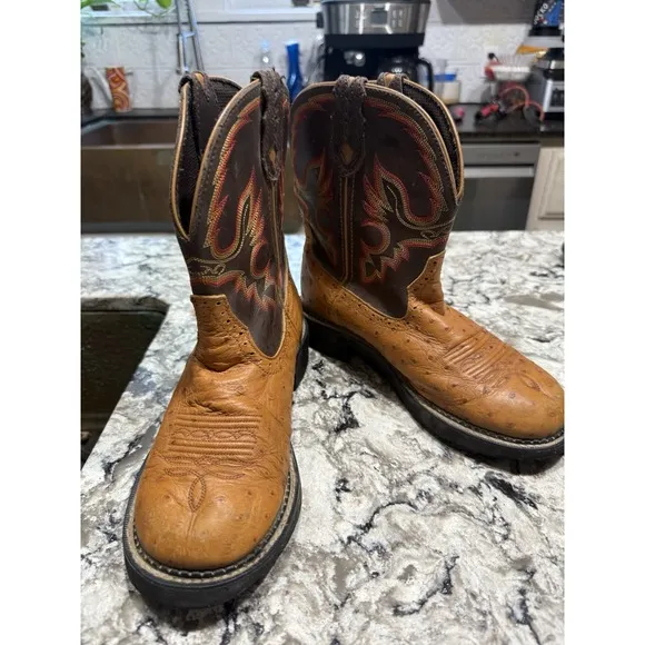 Justin Gypsy  Women's L9900 Western Cowgirl Boots Ostrich Print US Sz 8.5