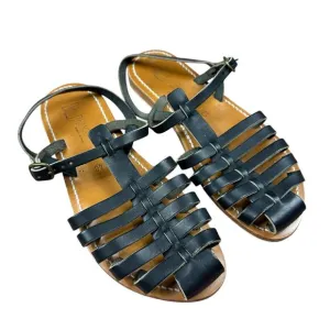 K JACQUES Adrien Black Leather Strappy Sandals Women's Size 40 Summer Chic US 9