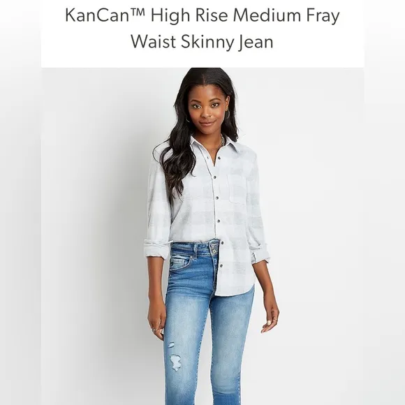 KanCan NWOT Distressed Waist and Hem Jeans Sz 13 Waist 30