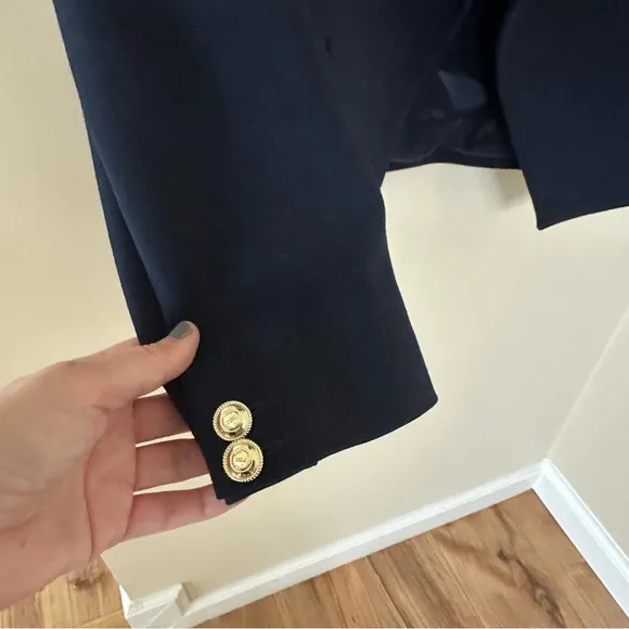 Karen Millen Tailored Button Military Blazer in Navy