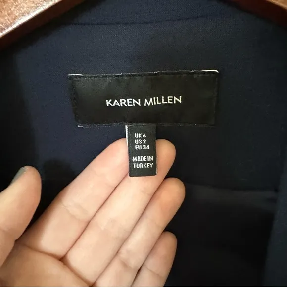 Karen Millen Tailored Button Military Blazer in Navy