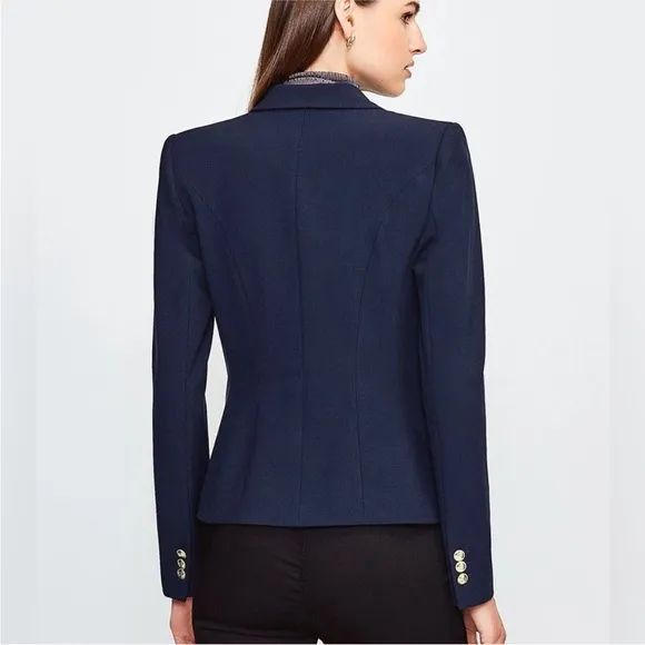 Karen Millen Tailored Button Military Blazer in Navy
