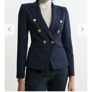 Karen Millen Tailored Button Military Blazer in Navy