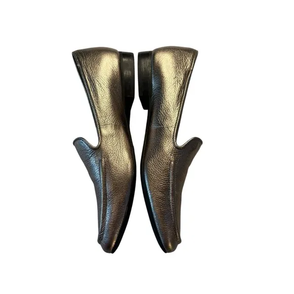 Karl Lagerfeld Brynn Gunmetal Metallic Tumble Womens Slip On Loafers Size 7.5