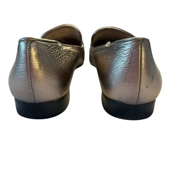 Karl Lagerfeld Brynn Gunmetal Metallic Tumble Womens Slip On Loafers Size 7.5