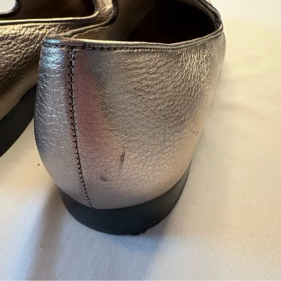 Karl Lagerfeld Brynn Gunmetal Metallic Tumble Womens Slip On Loafers Size 7.5