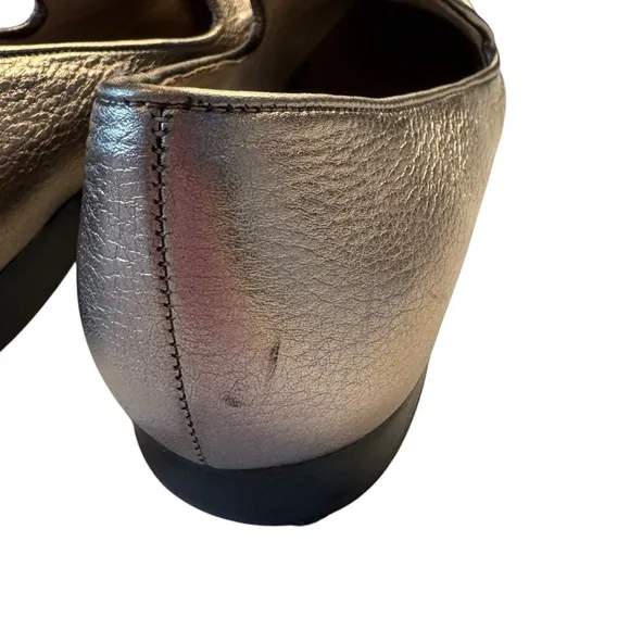 Karl Lagerfeld Brynn Gunmetal Metallic Tumble Womens Slip On Loafers Size 7.5