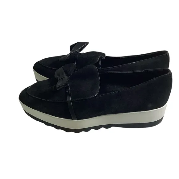 Karl Lagerfeld Paris Katie Loafers Platforms Bow Black &amp; White