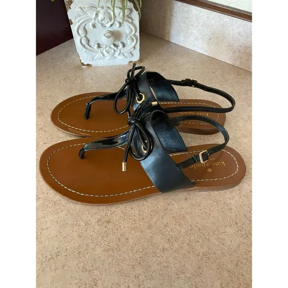 Kate Spade Black Carolina Thong Sandals Size 9.5
