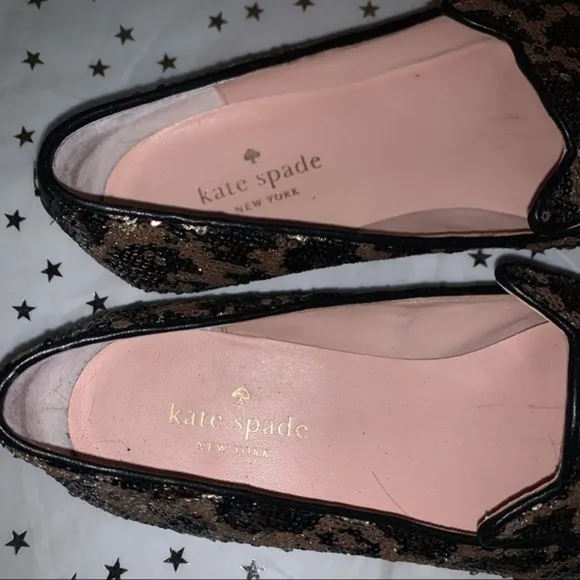 Kate Spade Caty Cape Black Leopard Sequin Loafers