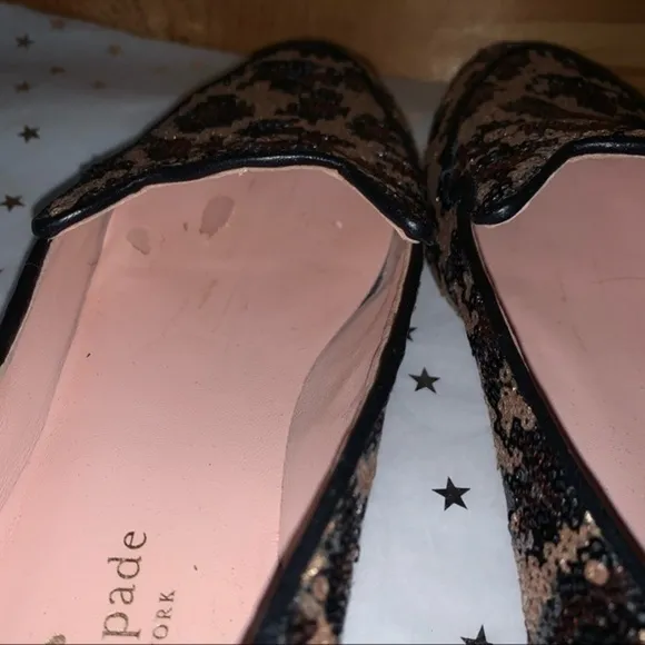 Kate Spade Caty Cape Black Leopard Sequin Loafers