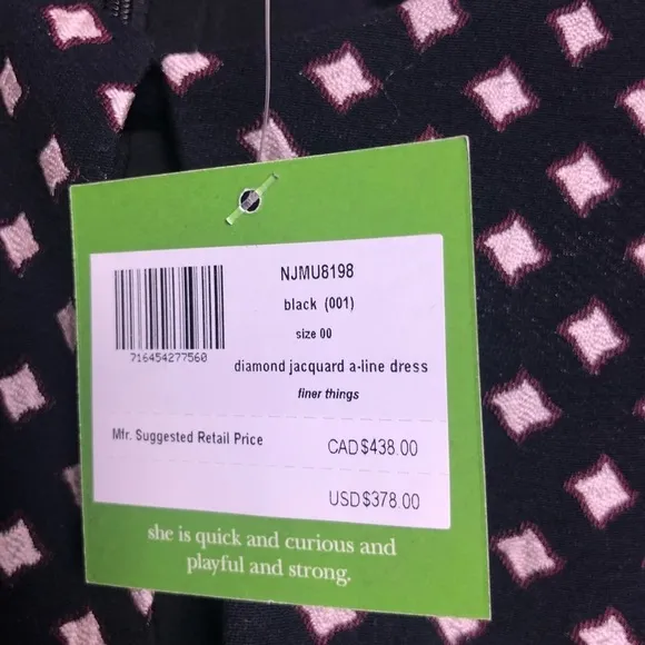 Kate Spade Diamond Jacquard A-Line Dress Size 00