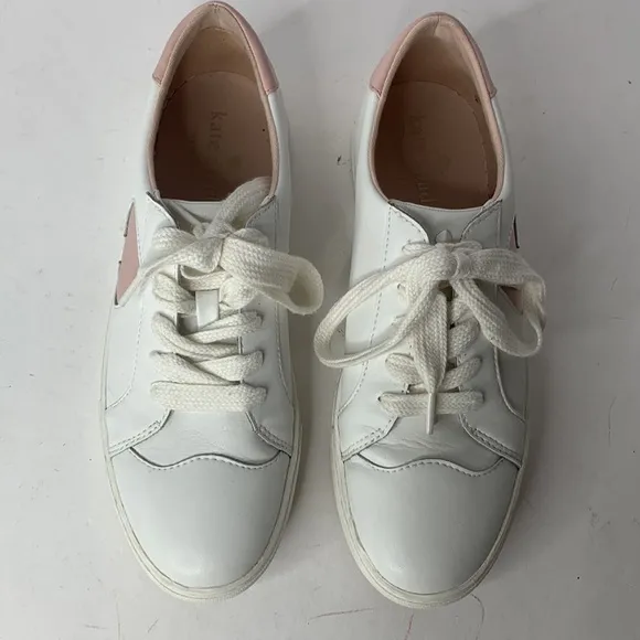 Kate Spade Fez white leather pink Spade sneakers