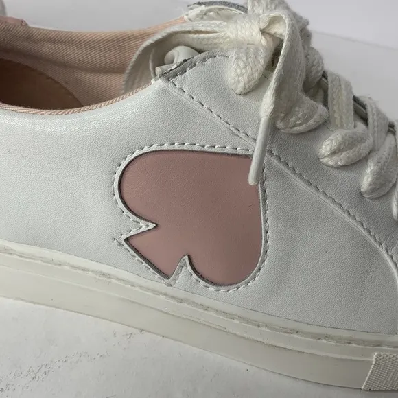 Kate Spade Fez white leather pink Spade sneakers