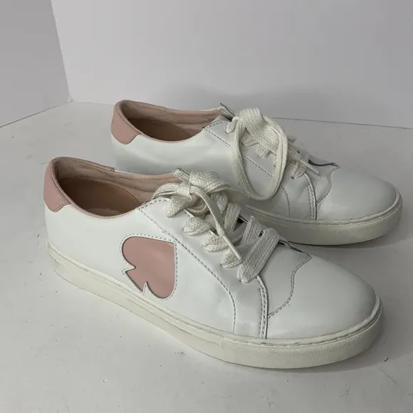 Kate Spade Fez white leather pink Spade sneakers