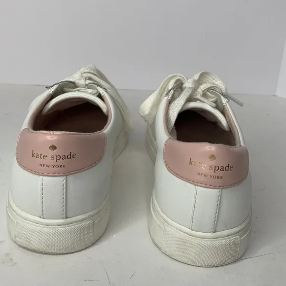 Kate Spade Fez white leather pink Spade sneakers