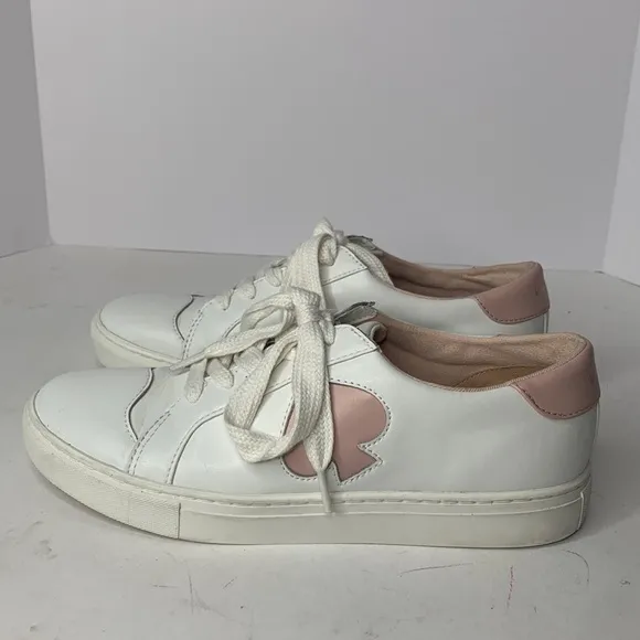 Kate Spade Fez white leather pink Spade sneakers