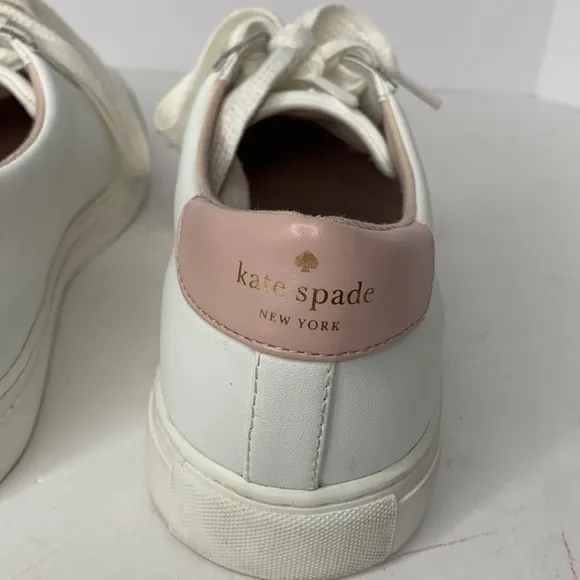 Kate Spade Fez white leather pink Spade sneakers