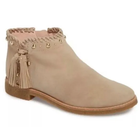 Kate Spade ♠️ New York Bowie Desert Suede Bootie Studded Tasseled Size 6.5