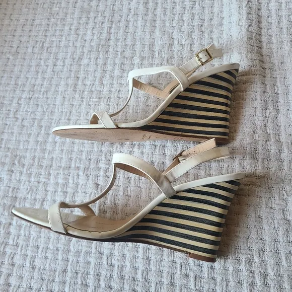 Kate Spade New York White Strappy Wedge Sandals Women's Size 9