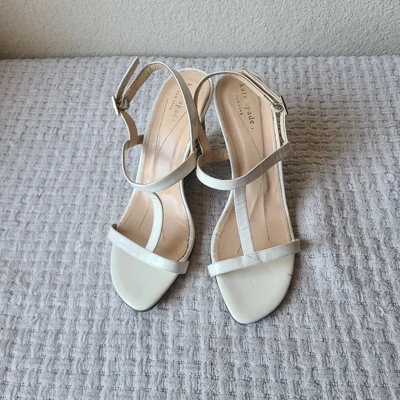 Kate Spade New York White Strappy Wedge Sandals Women's Size 9