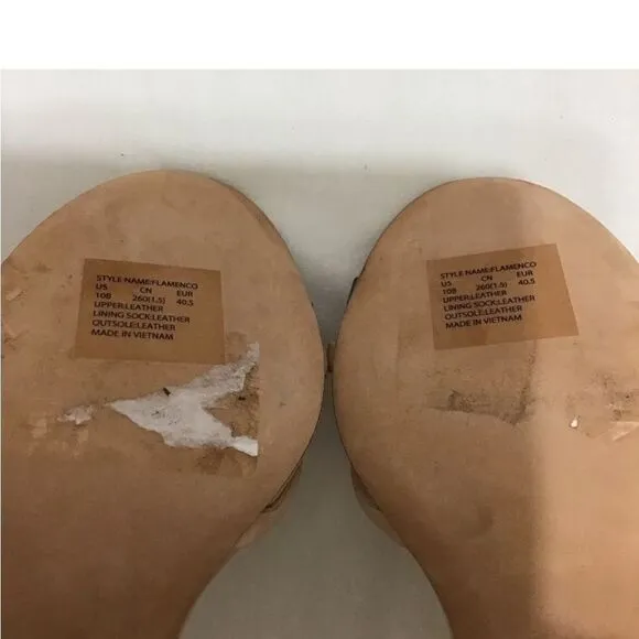 Kate Spade New York Nude Patent Leather Flamenco Bow Detail Sandals Size 10B