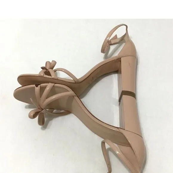 Kate Spade New York Nude Patent Leather Flamenco Bow Detail Sandals Size 10B