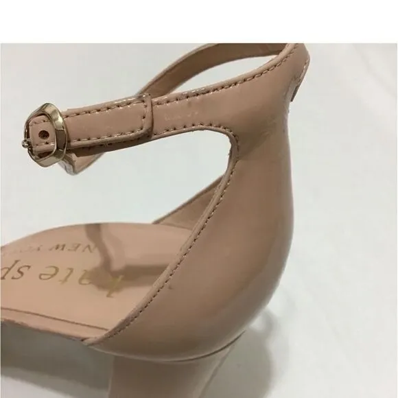 Kate Spade New York Nude Patent Leather Flamenco Bow Detail Sandals Size 10B