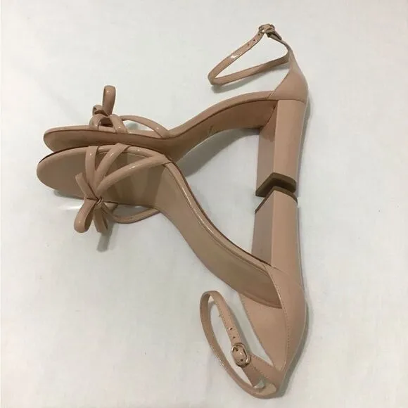 Kate Spade New York Nude Patent Leather Flamenco Bow Detail Sandals Size 10B