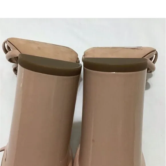 Kate Spade New York Nude Patent Leather Flamenco Bow Detail Sandals Size 10B
