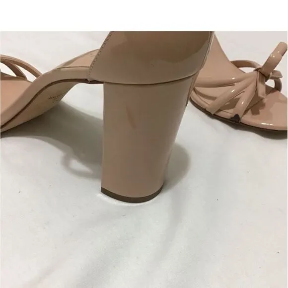 Kate Spade New York Nude Patent Leather Flamenco Bow Detail Sandals Size 10B