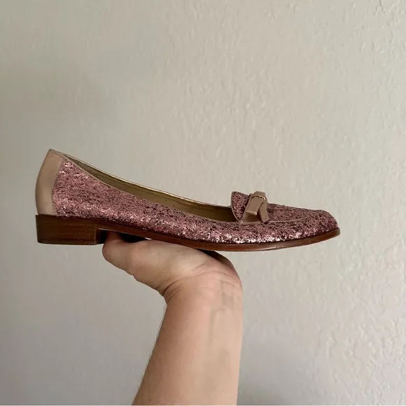 Kate Spade Pink Glitter Cora Slip On Loafers