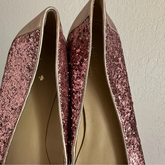 Kate Spade Pink Glitter Cora Slip On Loafers