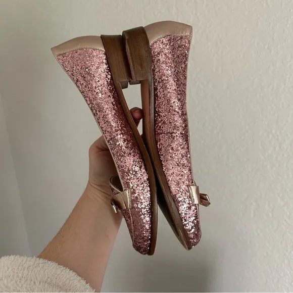 Kate Spade Pink Glitter Cora Slip On Loafers