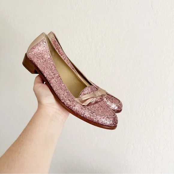 Kate Spade Pink Glitter Cora Slip On Loafers