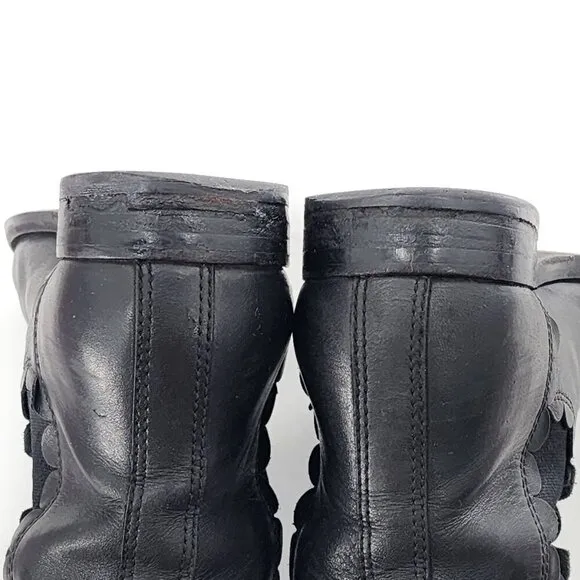 KATE SPADE Rayna Black Leather Knee-High Riding Boots Scallop Detail