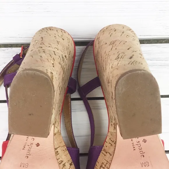 Kate Spade Red Purple Strappy Platform Sandals 8