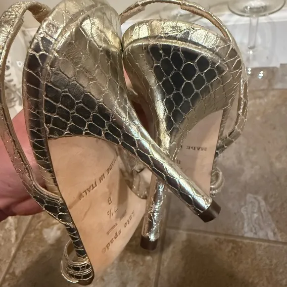 Kate Spade | Silver Strappy Sandals with gemstone pineapple