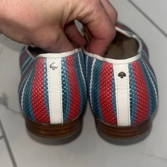 KATE SPADE Lounge Cherries StripedRaffia Loafers Sz 7.5 GUC