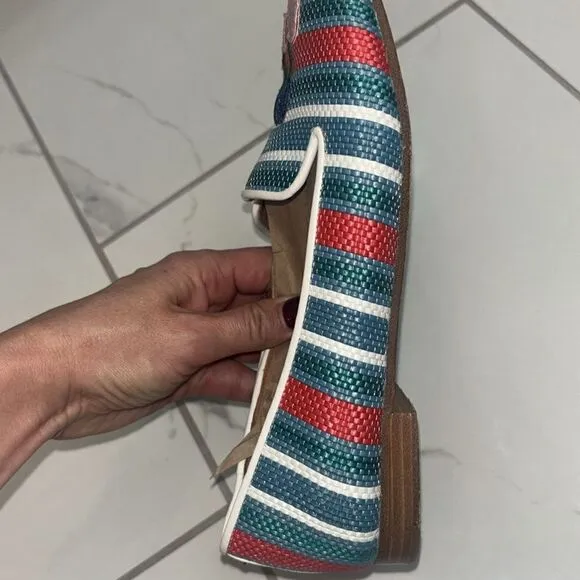 KATE SPADE Lounge Cherries StripedRaffia Loafers Sz 7.5 GUC