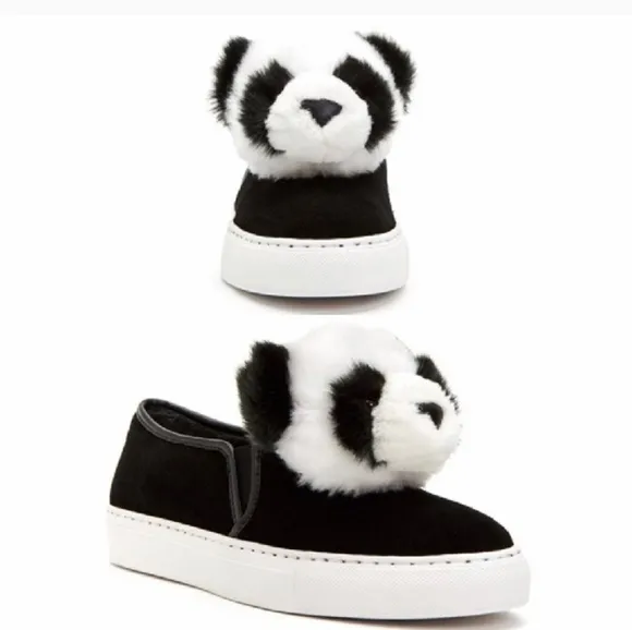 Katy Perry Joy Panda Plush Suede Black Sneaker Sz 9.5
