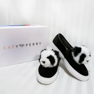 Katy Perry Joy Panda Plush Suede Black Sneaker Sz 9.5