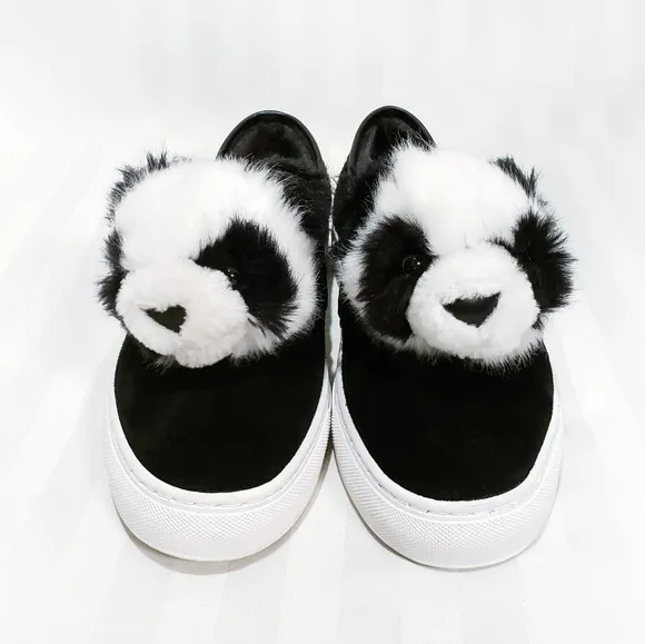 Katy Perry Joy Panda Plush Suede Black Sneaker Sz 9.5