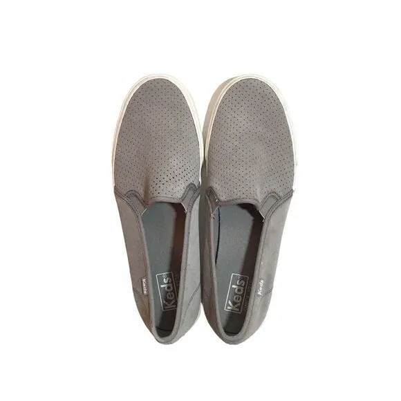 🔃Keds Gray Double Decker Perforated Suede Slip On Sneaker Loafers