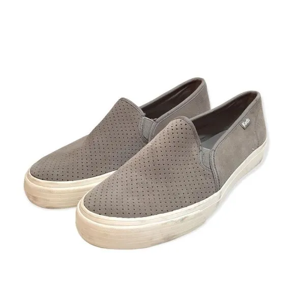 🔃Keds Gray Double Decker Perforated Suede Slip On Sneaker Loafers