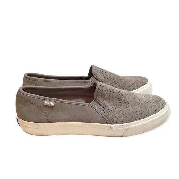 🔃Keds Gray Double Decker Perforated Suede Slip On Sneaker Loafers