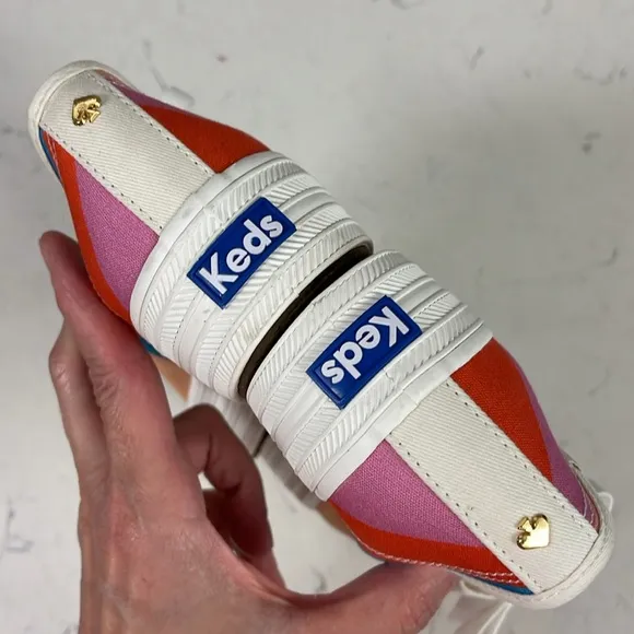 Keds X Kate Spade New York Triple Kick Multi-striped Canvas Sneakers Size 6.5