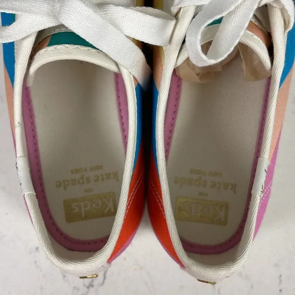 Keds X Kate Spade New York Triple Kick Multi-striped Canvas Sneakers Size 6.5