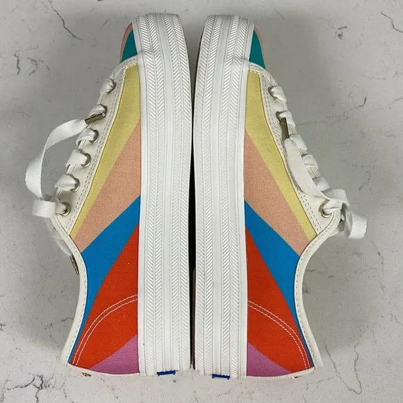 Keds X Kate Spade New York Triple Kick Multi-striped Canvas Sneakers Size 6.5