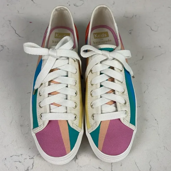 Keds X Kate Spade New York Triple Kick Multi-striped Canvas Sneakers Size 6.5